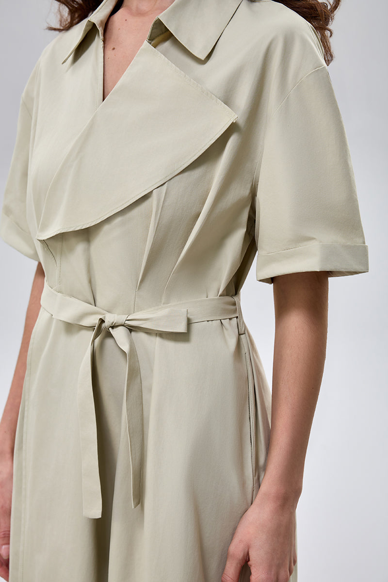 Collared Belted Midi Dress