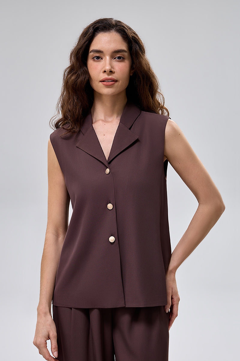Sleeveless Vest With Button Front