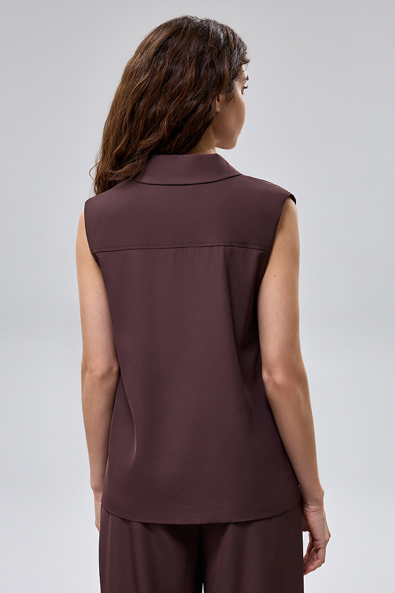 Sleeveless Vest With Button Front