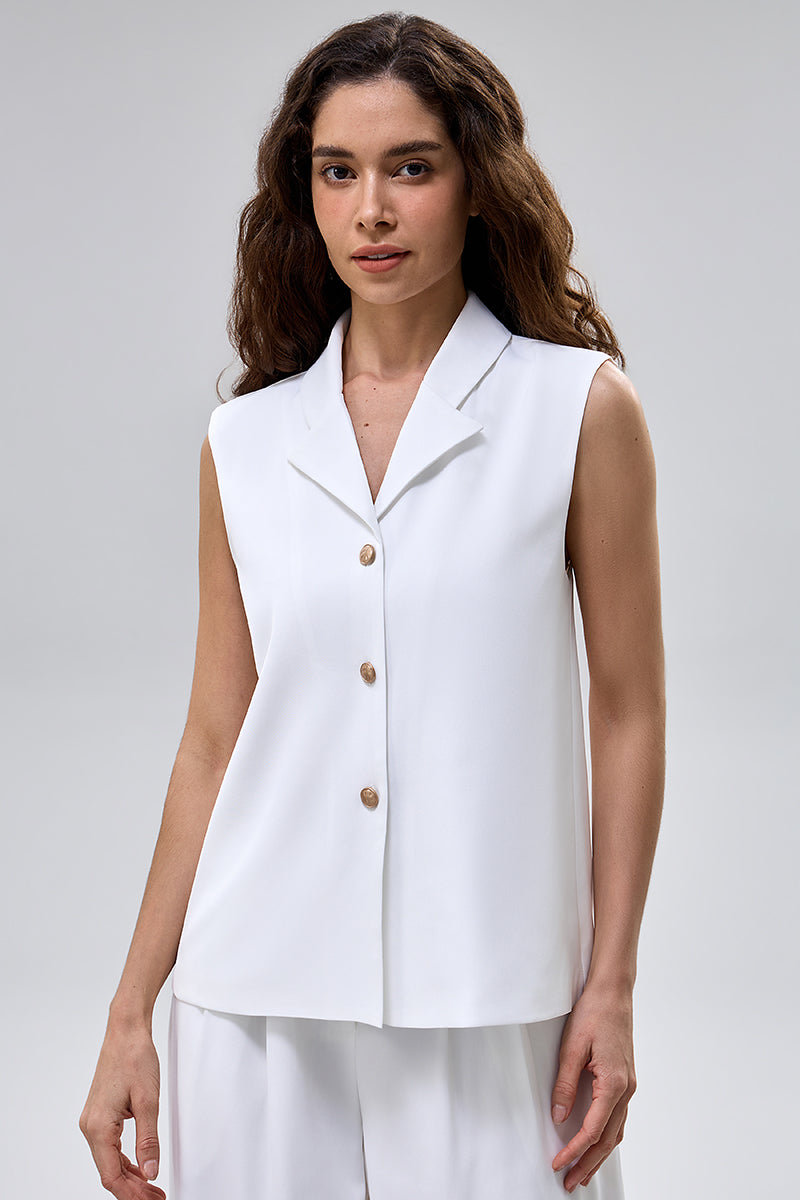 Sleeveless Vest With Button Front