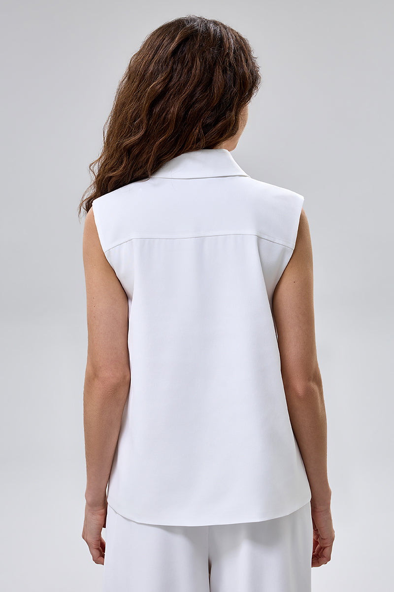 Sleeveless Vest With Button Front