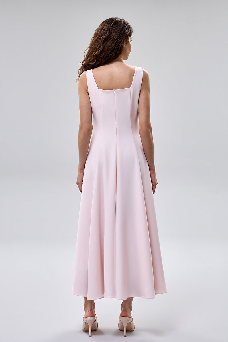 فستان بدون أكمام بياقة مربعة