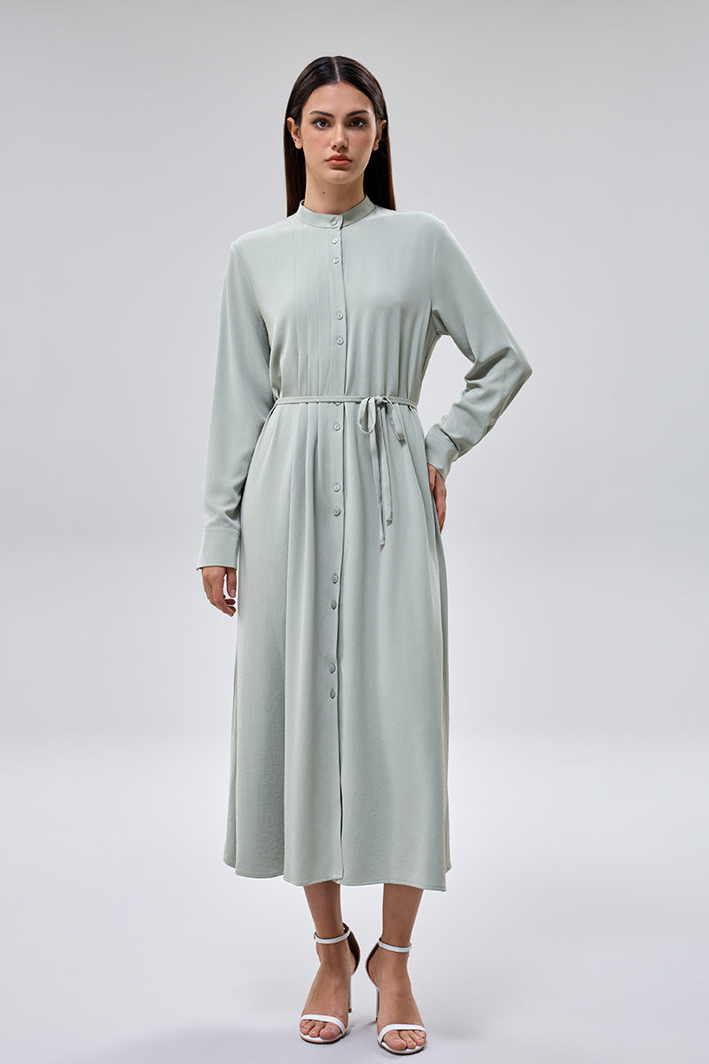 فستان ميدي بأزرار مع حزام