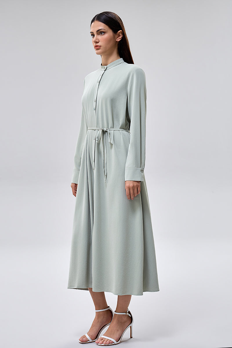 فستان ميدي بأزرار مع حزام