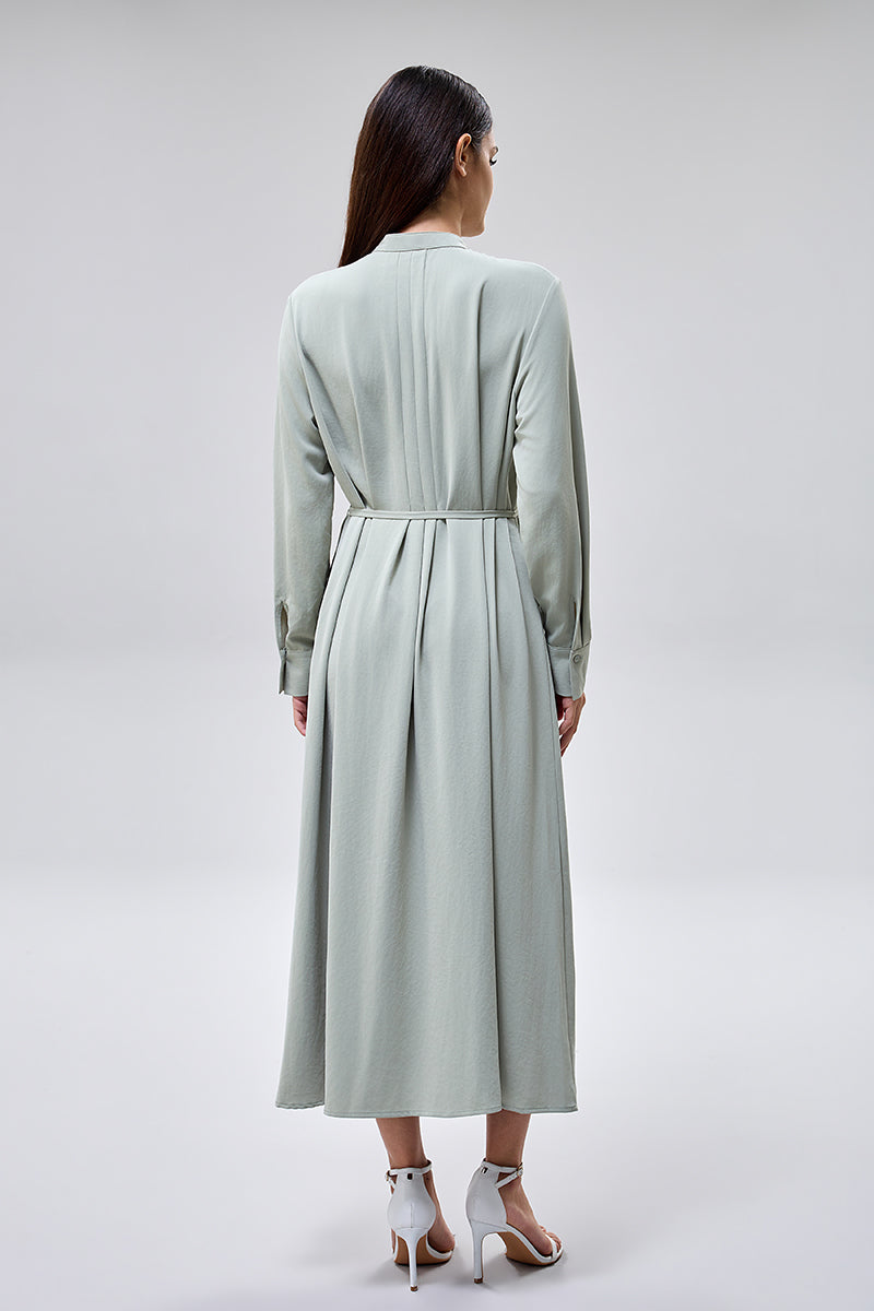 فستان ميدي بأزرار مع حزام