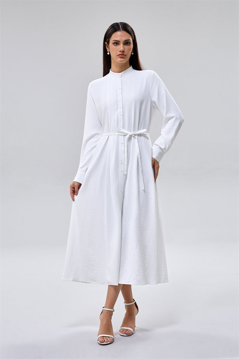 فستان ميدي بأزرار مع حزام