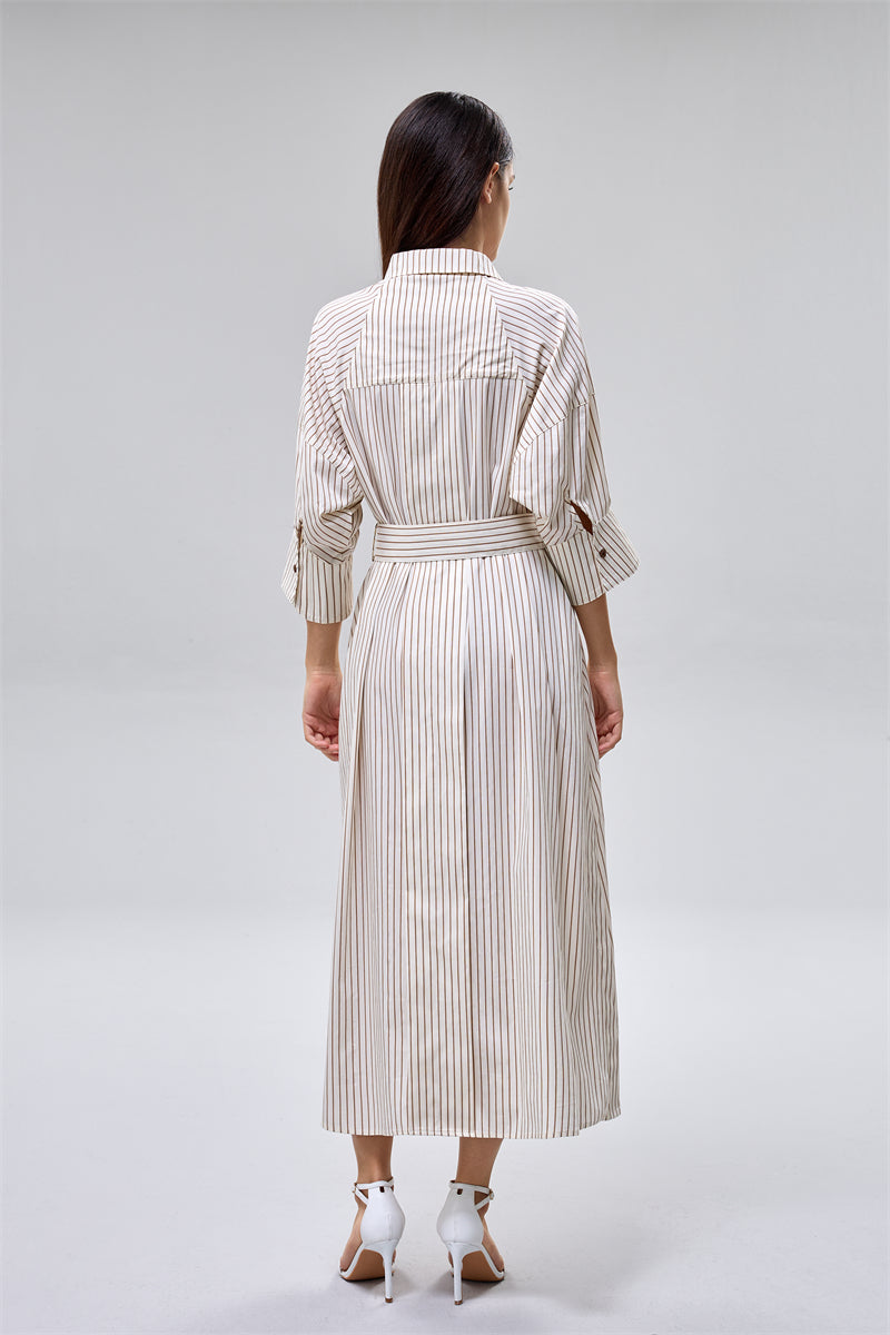 فستان ميدي بياقة وحزام