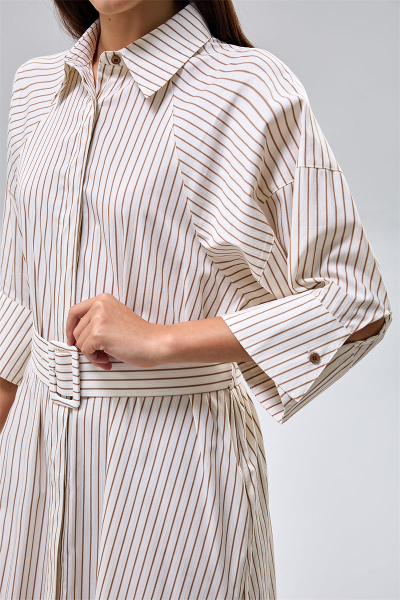 فستان ميدي بياقة وحزام