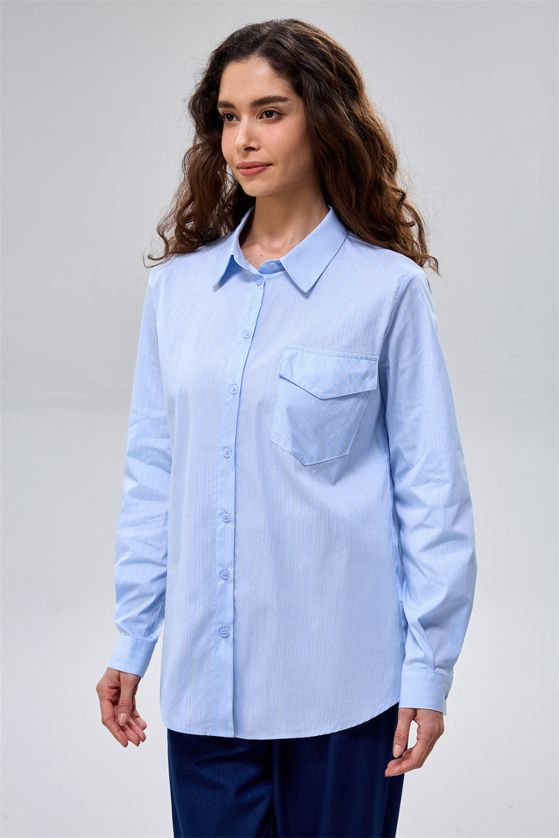 قميص مخطط باكمام طويلة