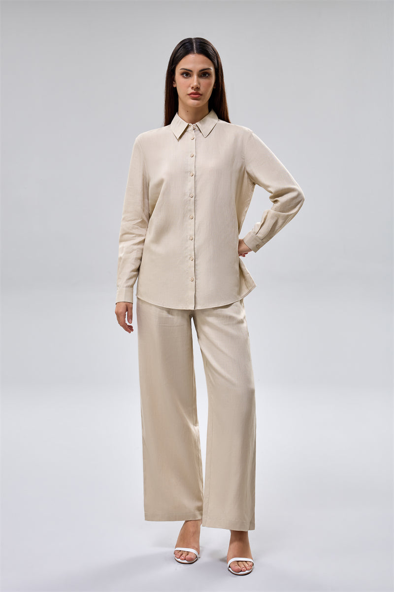 بنطلون واسع بخصر مطاطي