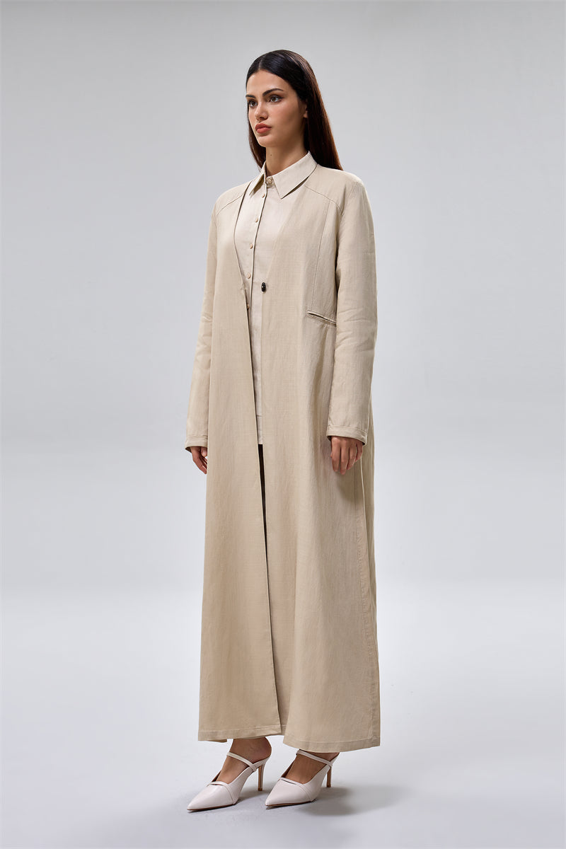 جاكيت طويل مفتوح بياقة