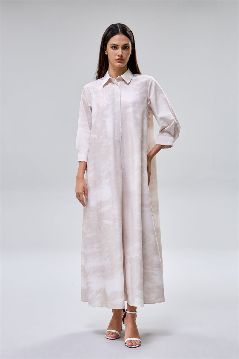 Printed Maxi Shirt Dress