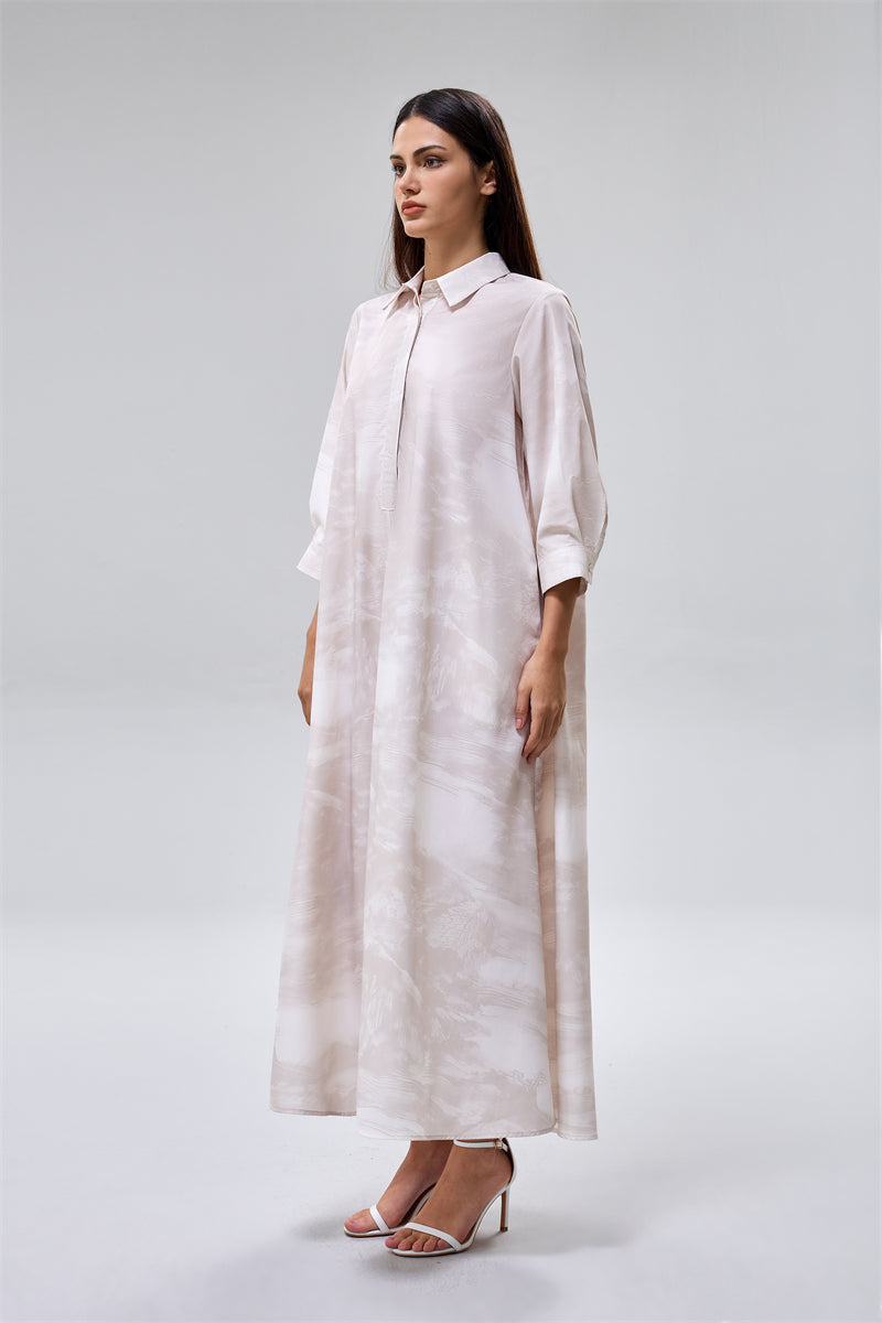 Printed Maxi Shirt Dress
