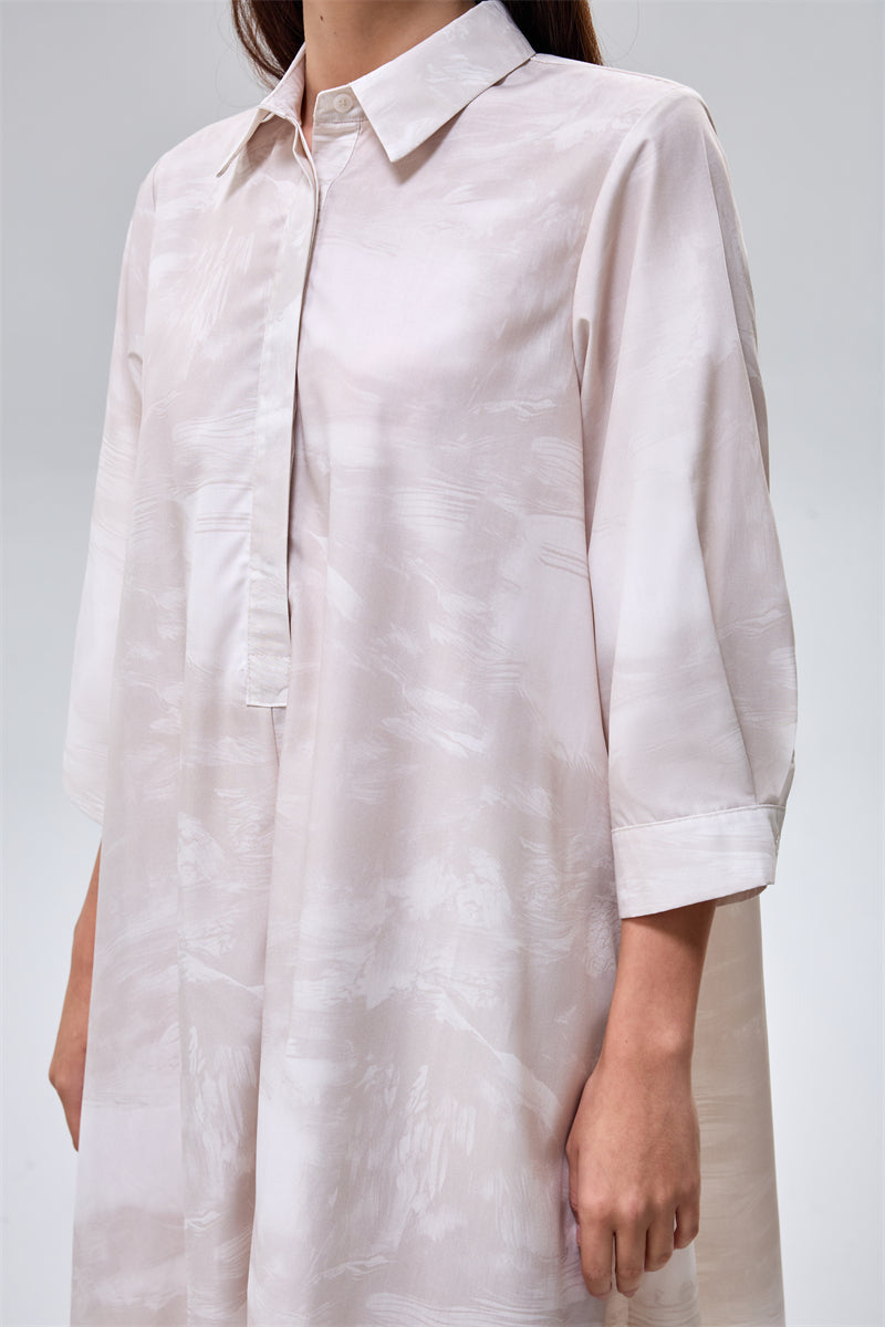 Printed Maxi Shirt Dress