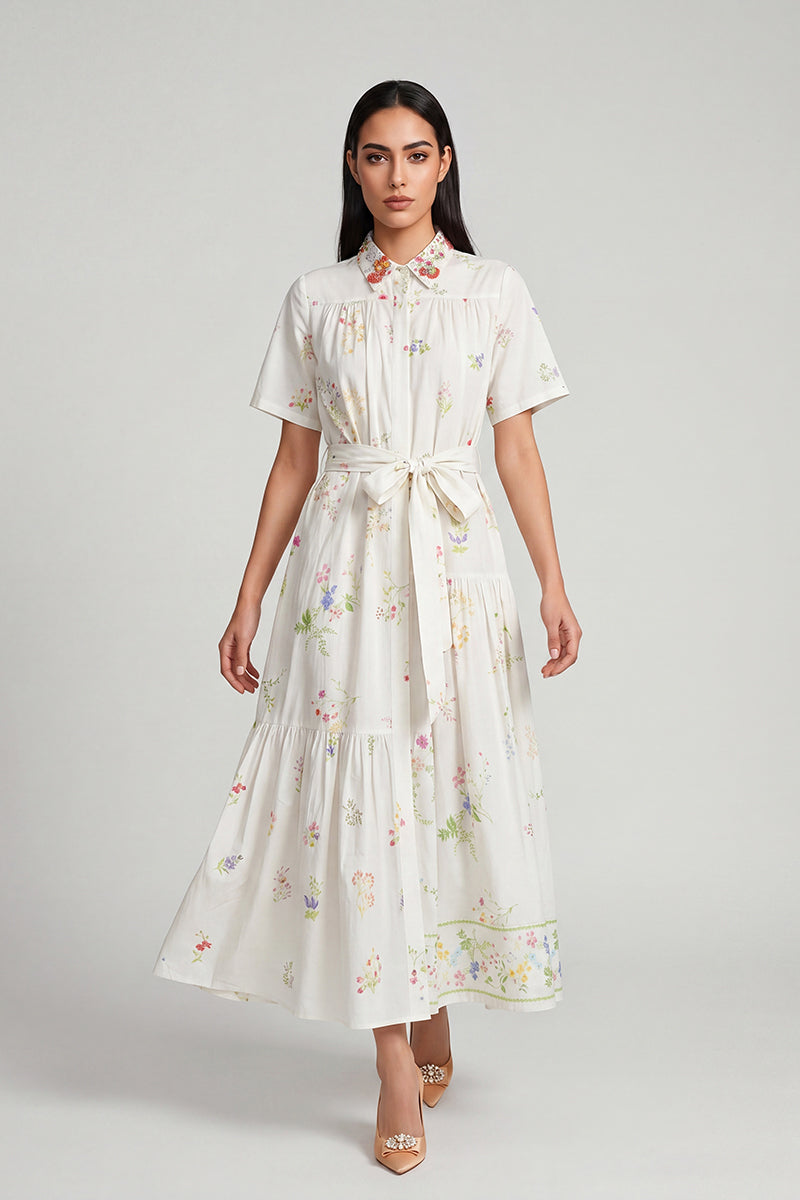 Floral Belted Shirt Dress