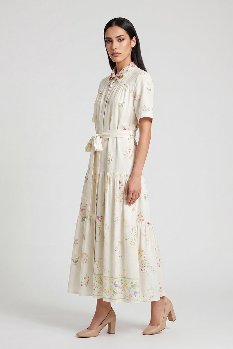 Floral Belted Shirt Dress