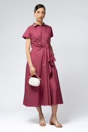 Collared Midi Dress with Side Tie
