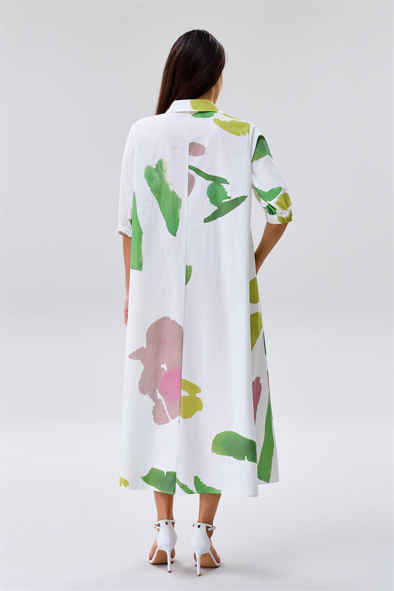 Printed Midi Shirt Dress