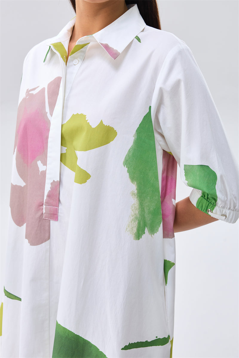 Printed Midi Shirt Dress