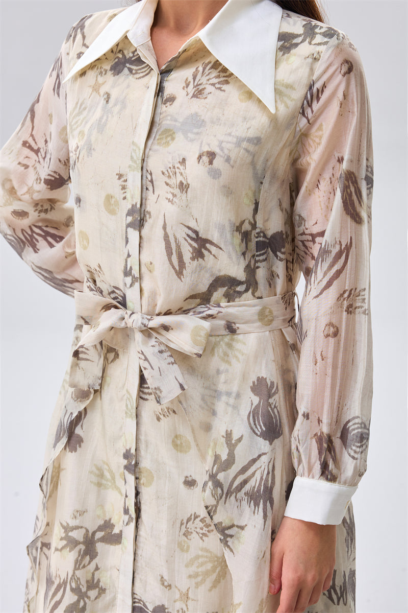 Printed Maxi Shirt Dress