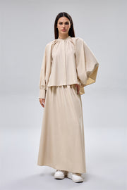 تنورة بخصر مطاطي مرتفع