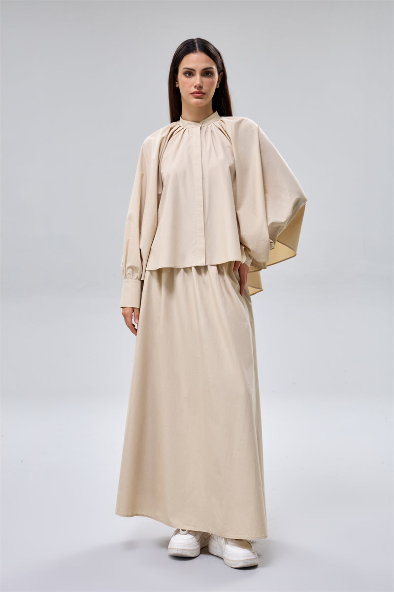 تنورة بخصر مطاطي مرتفع