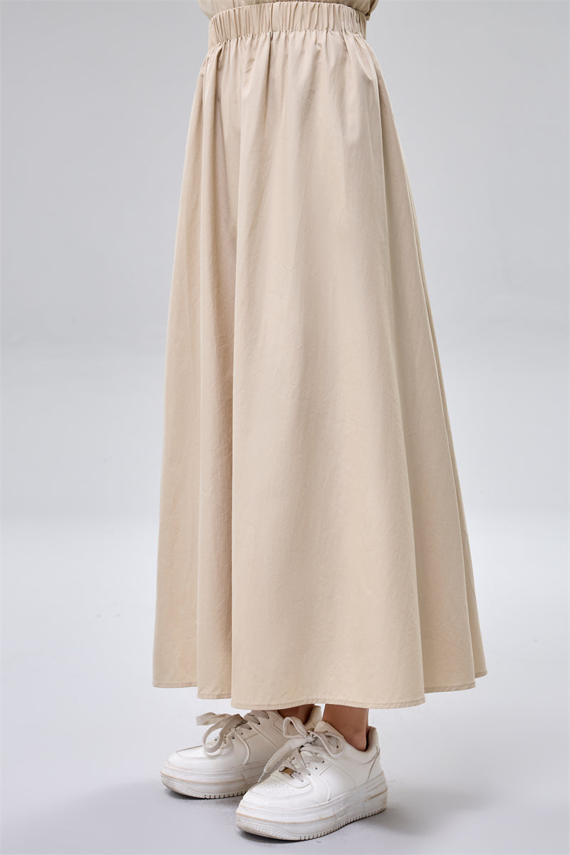 تنورة بخصر مطاطي مرتفع