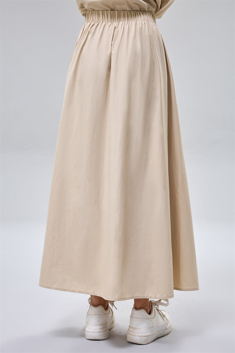 تنورة بخصر مطاطي مرتفع