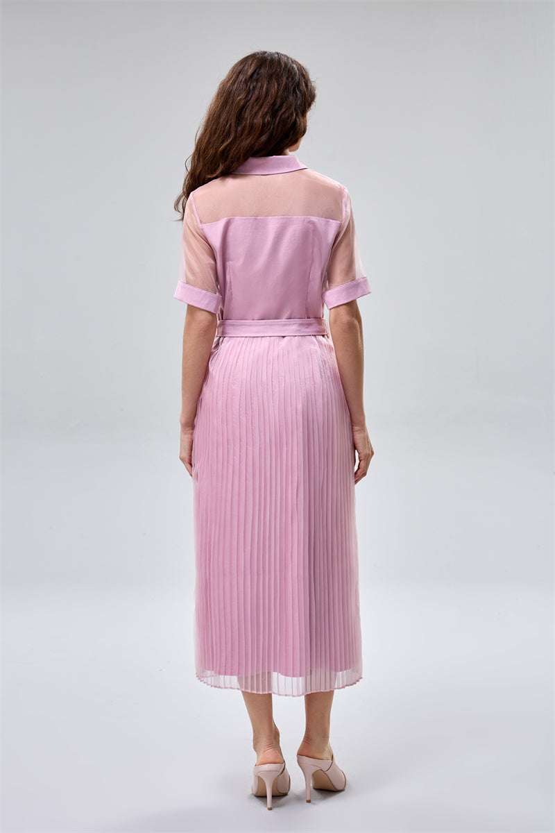 Pleated Midi Shirt Dress