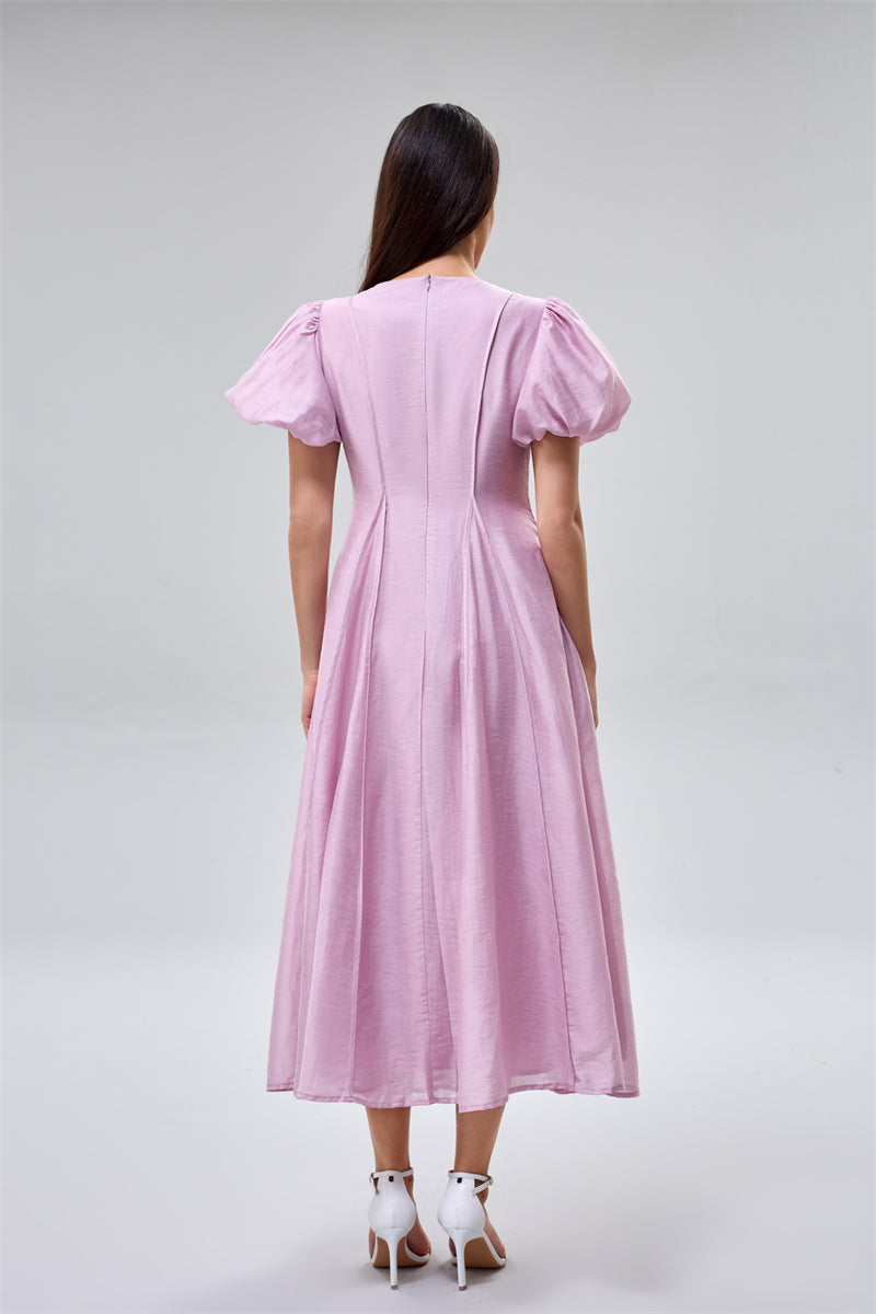 Puff Sleeve Midi Dress