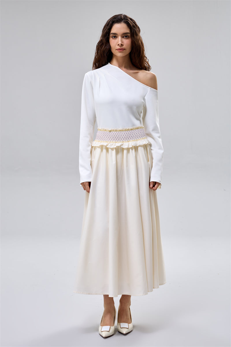 تنورة ماكسي بخصر مطاطي مطرز