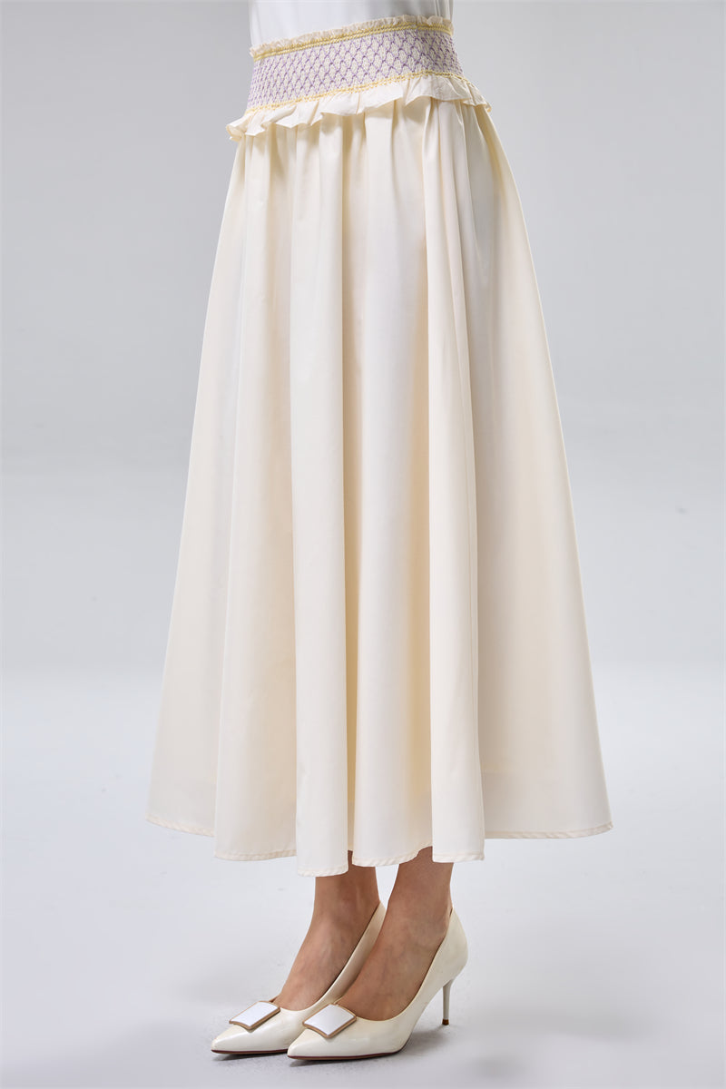 تنورة ماكسي بخصر مطاطي مطرز