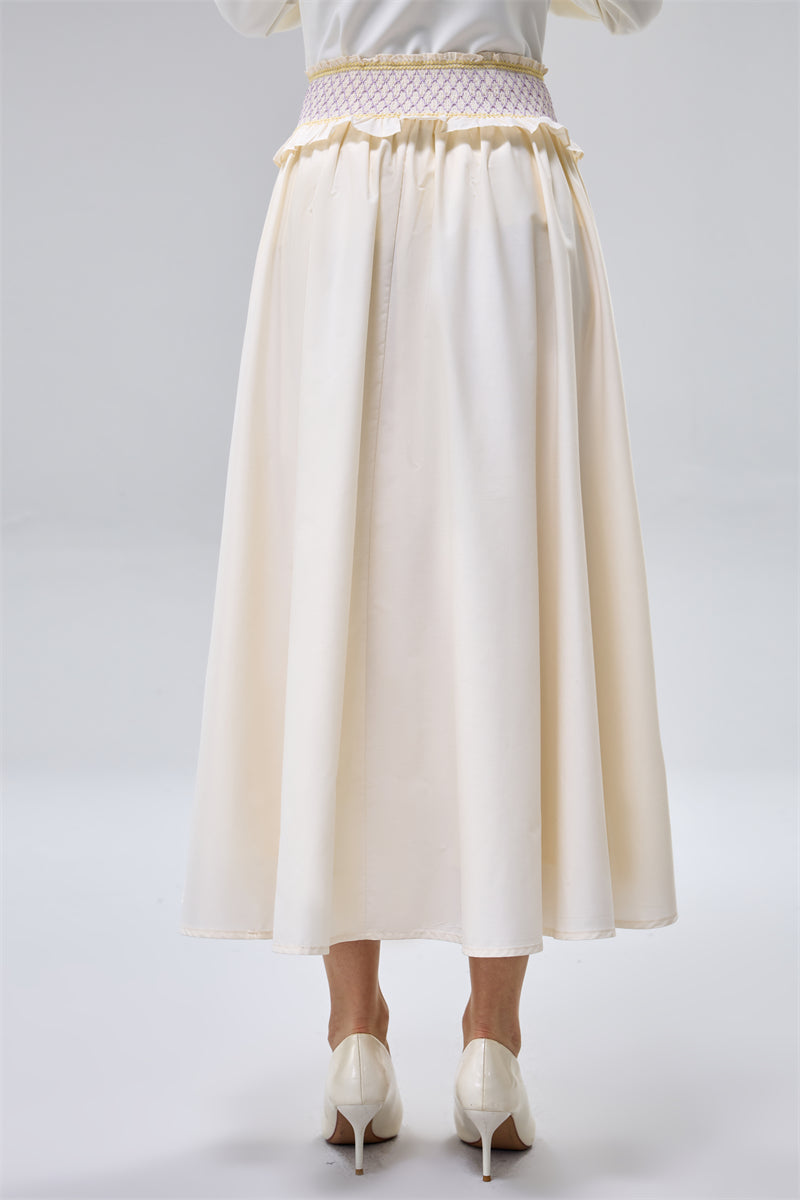 تنورة ماكسي بخصر مطاطي مطرز