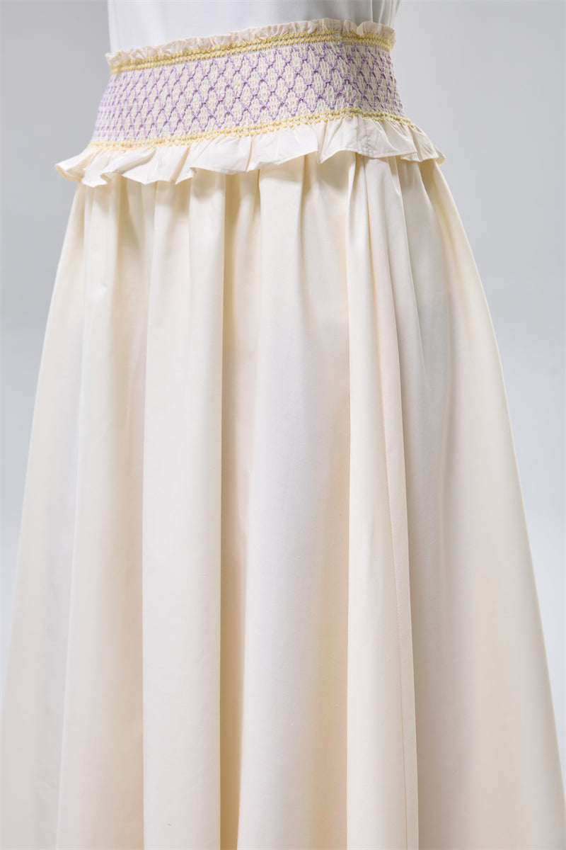 تنورة ماكسي بخصر مطاطي مطرز