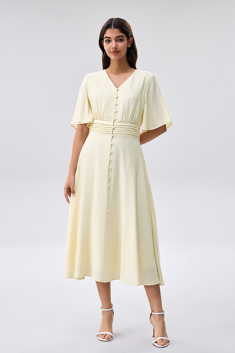 فستان ميدي بأزرار امامية