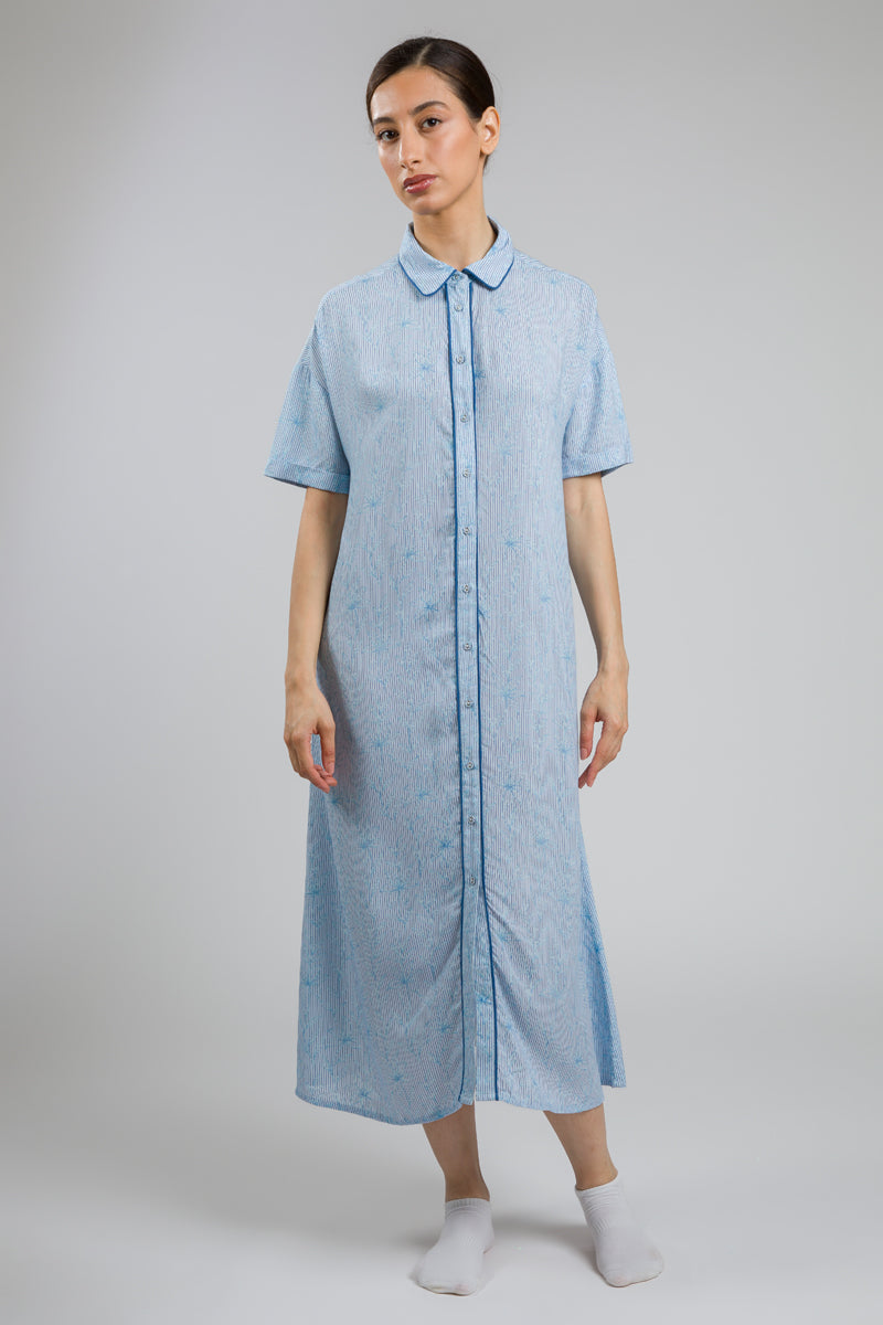 Striped Button Front Nightdress