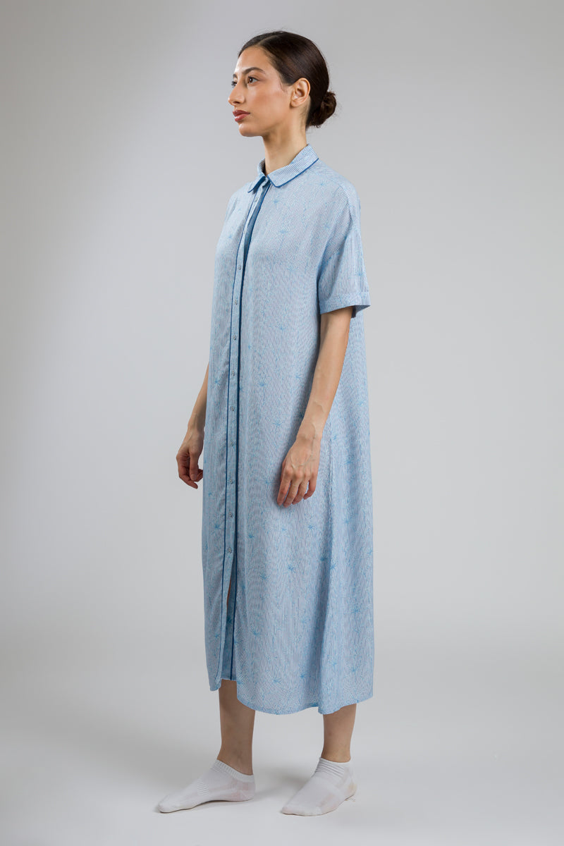 Striped Button Front Nightdress