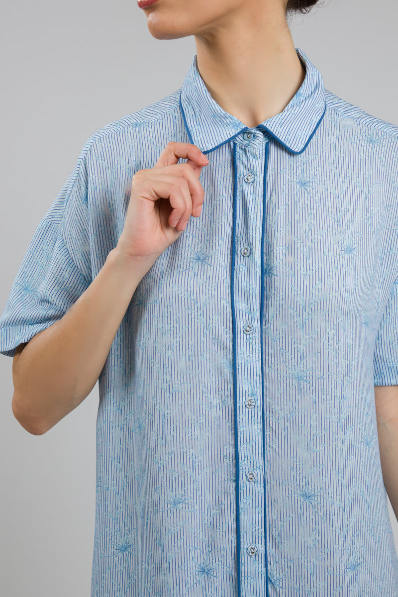 Striped Button Front Nightdress