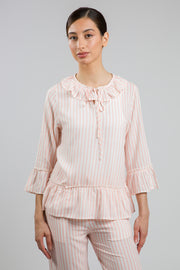 Striped Frill Pyjama Top