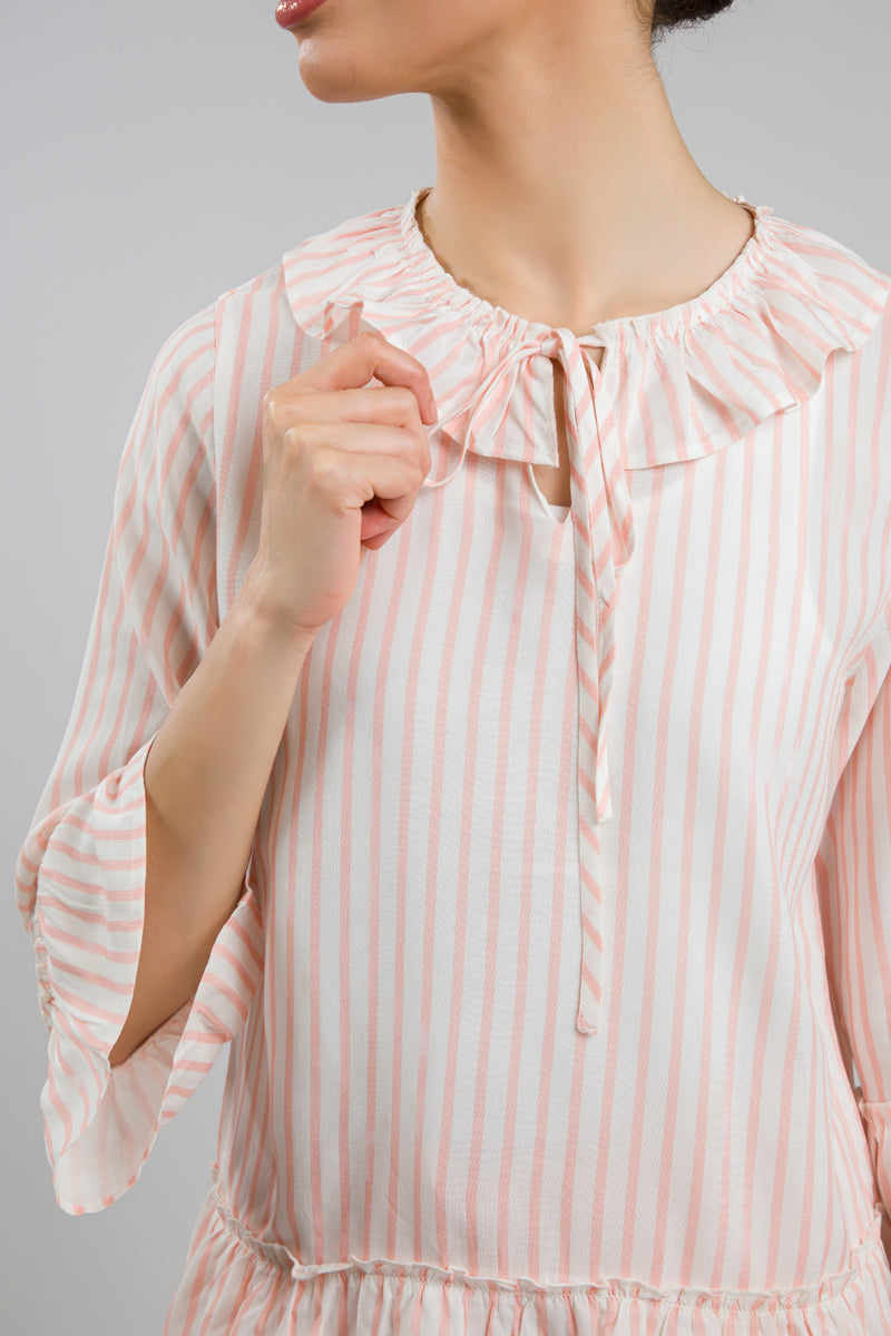 Striped Frill Pyjama Top