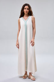 Sleeveless Maxi Dress with Embroiderey