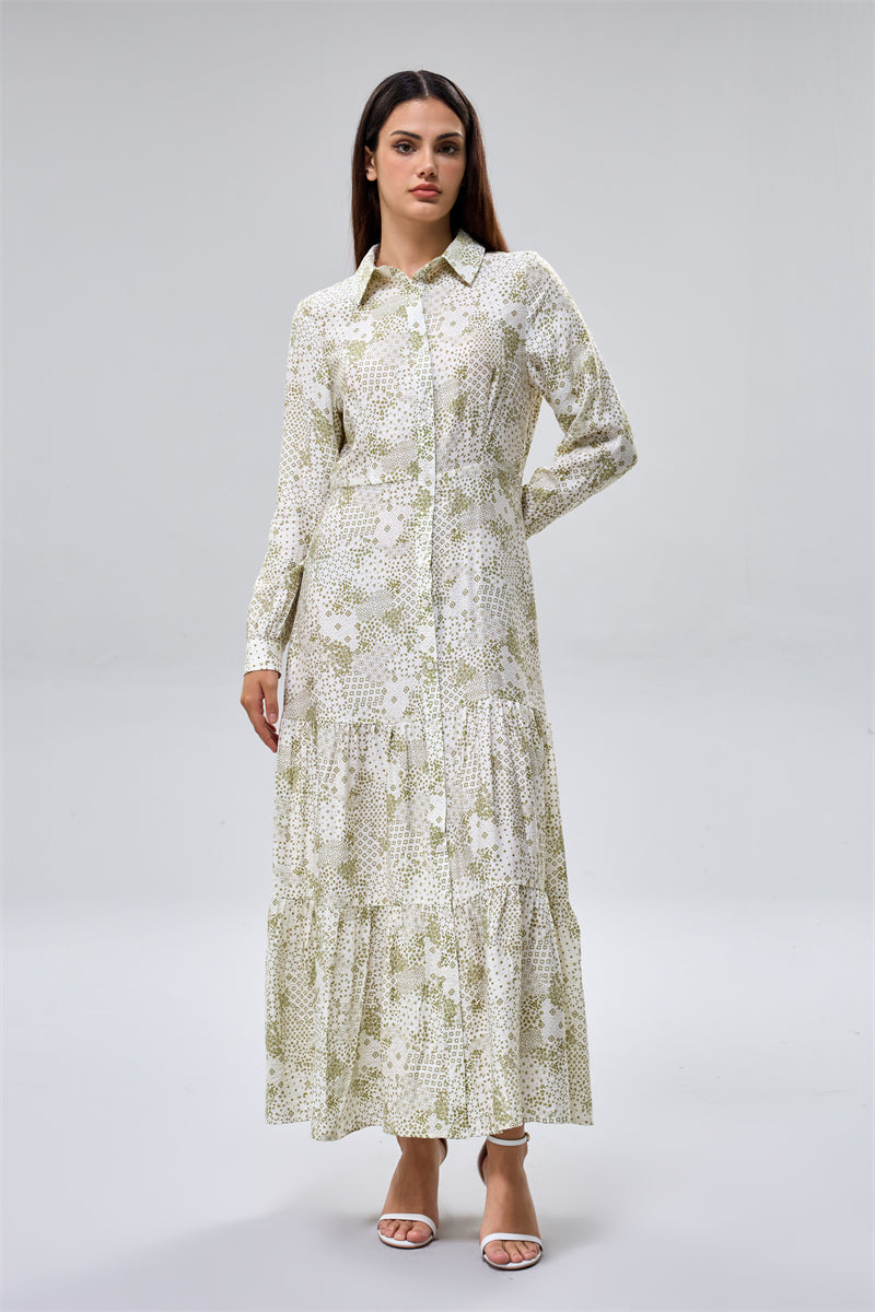 Printed Maxi Shirt Dress