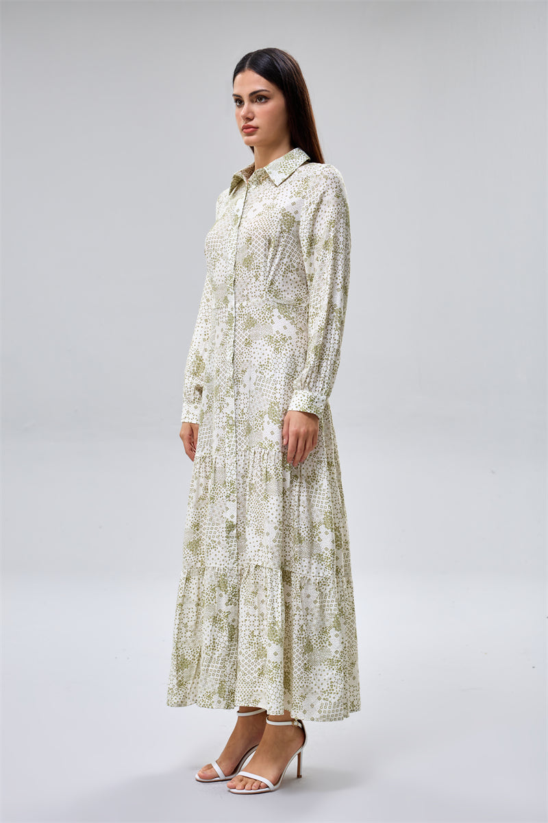 Printed Maxi Shirt Dress