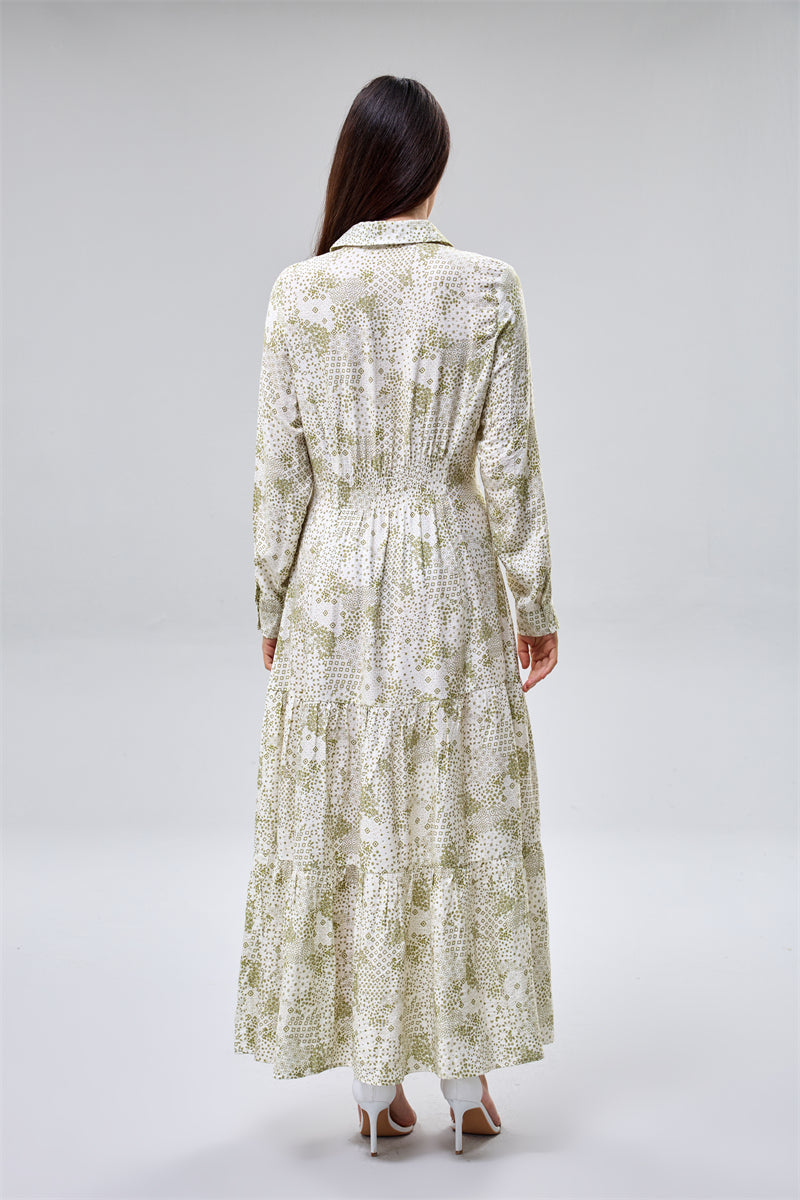 Printed Maxi Shirt Dress