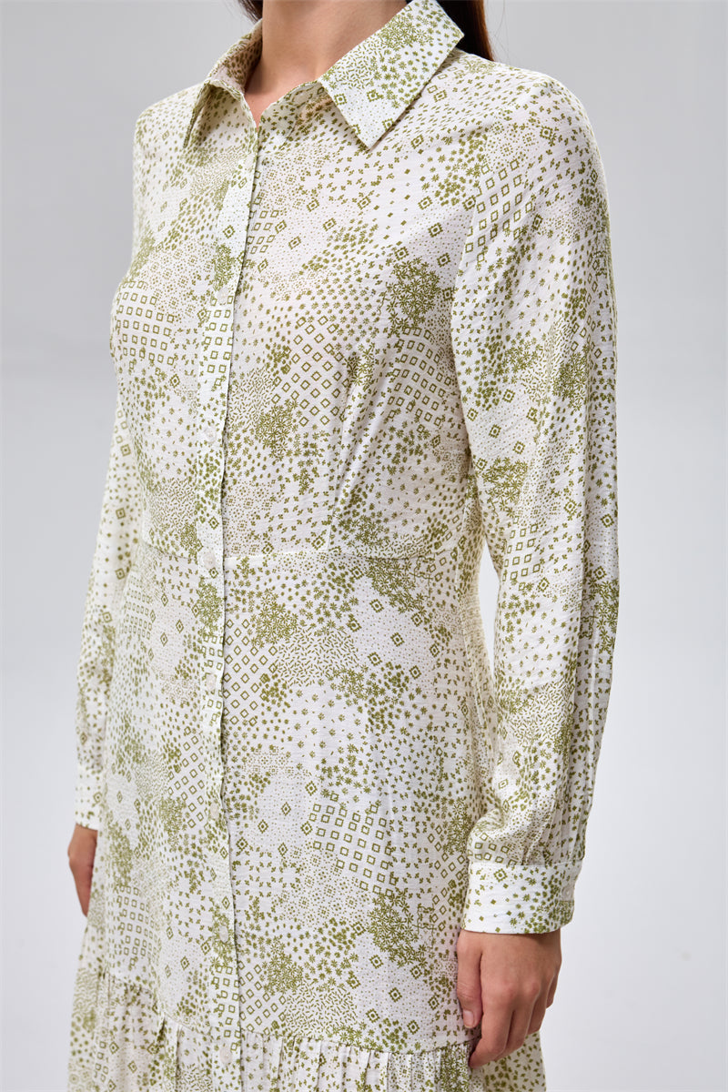 Printed Maxi Shirt Dress