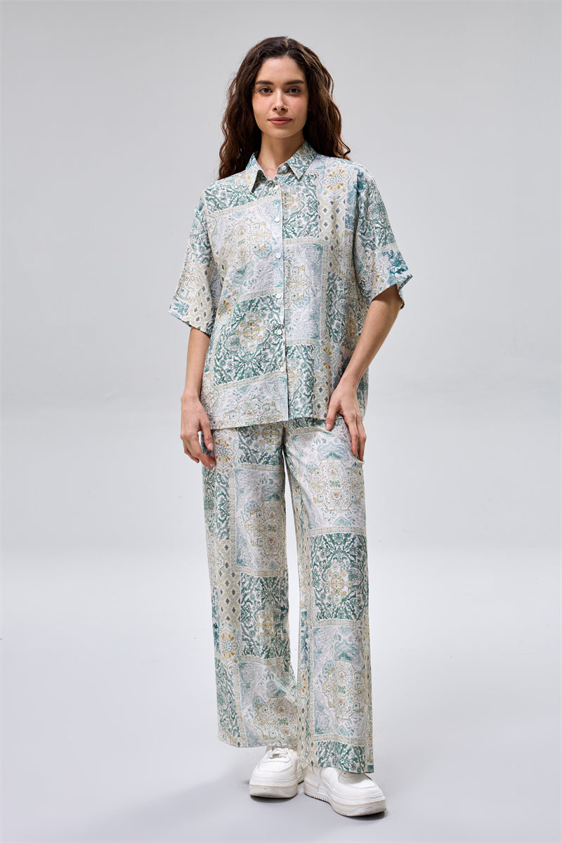 Printed Wide Leg Pants