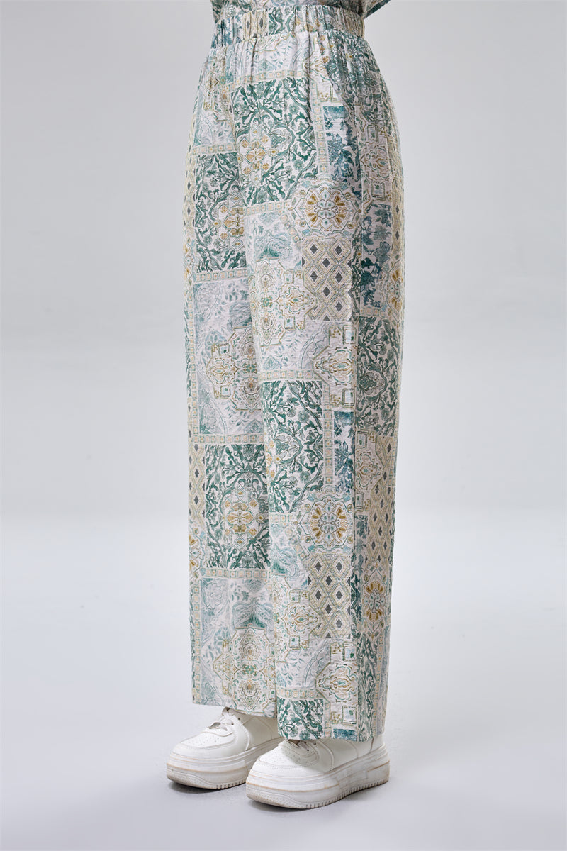 Printed Wide Leg Pants