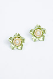 Floral Pearl Stud Earrings