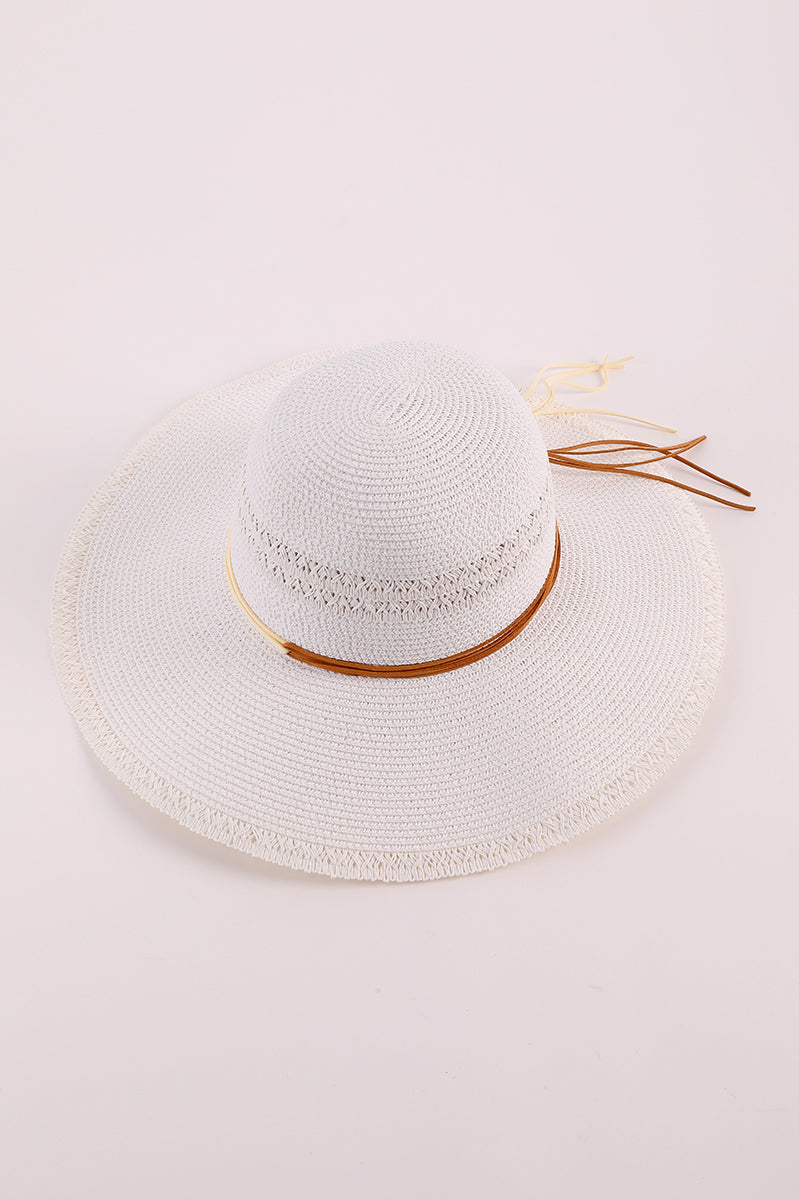 Fringe Trim Wide Brim Sun Hat