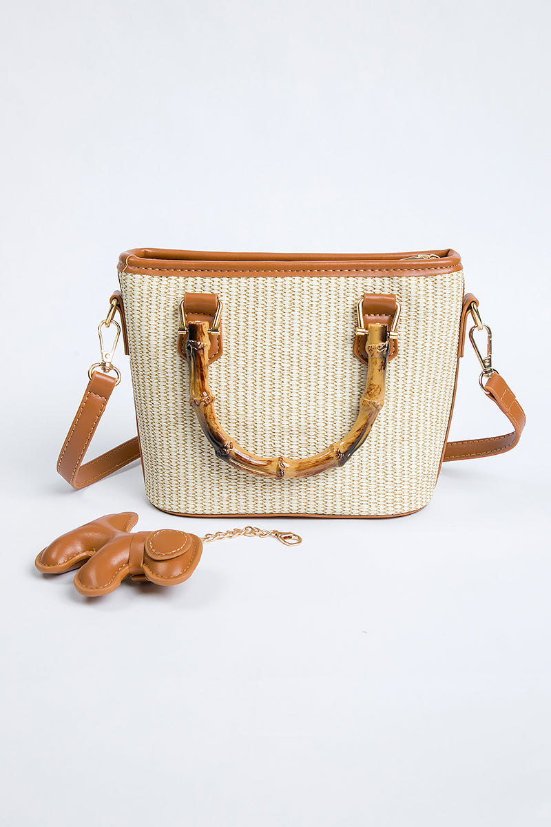 Woven Bamboo Handle Bag